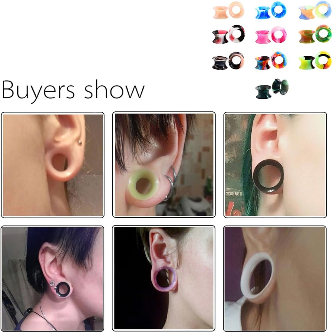 HuaCan 20 Pcs Silicone Ear Tunnels, Flesh Tunnels Ear Stretchers Plugs Double Flared Flexible Gauge Kit 0ga/8mm - Image 3