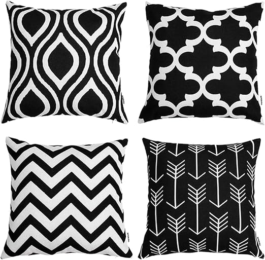 TIDWIACE® Schwarz Kissenbezüge Kissenhüllen in Baumwolle und Leinen mit