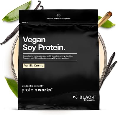 Protein Works Vegan Soy Protein BLACK Vanilla Crème 2kg 66 Servings 27g