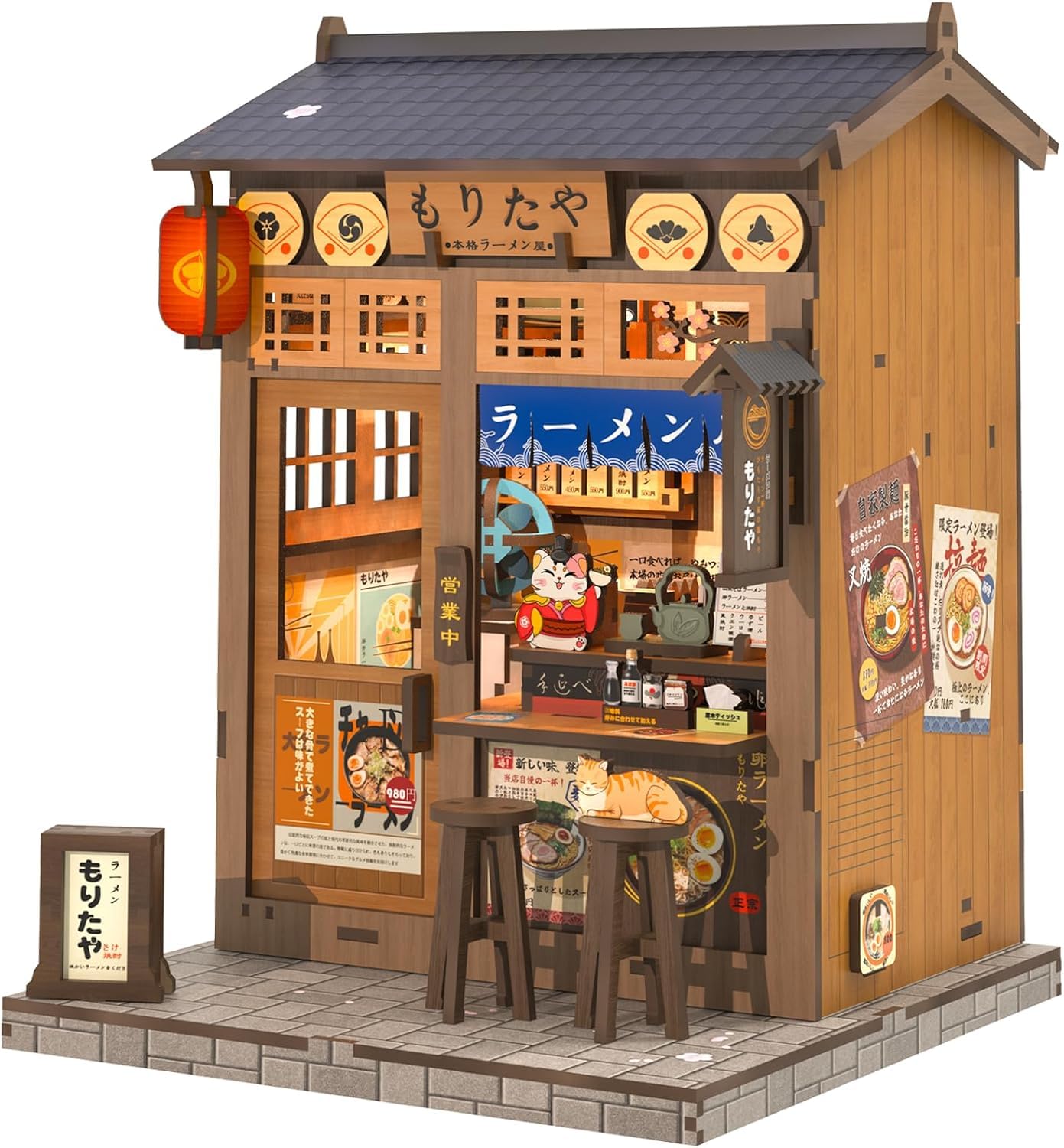CUTEBEE Book Nook Kit - DIY Dollhouse Miniature House Build Yourself with Dust Cover & LED Light | Adult Kit for Bookshelf Decoration (Morita-Ya)