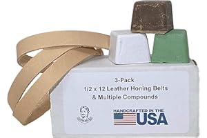 TAMROD HOLDINGS LLC 1/2" x 12" Leather Honing & Polishing Belt -Strop Fits Original Work Sharp Machine (3 Pack)