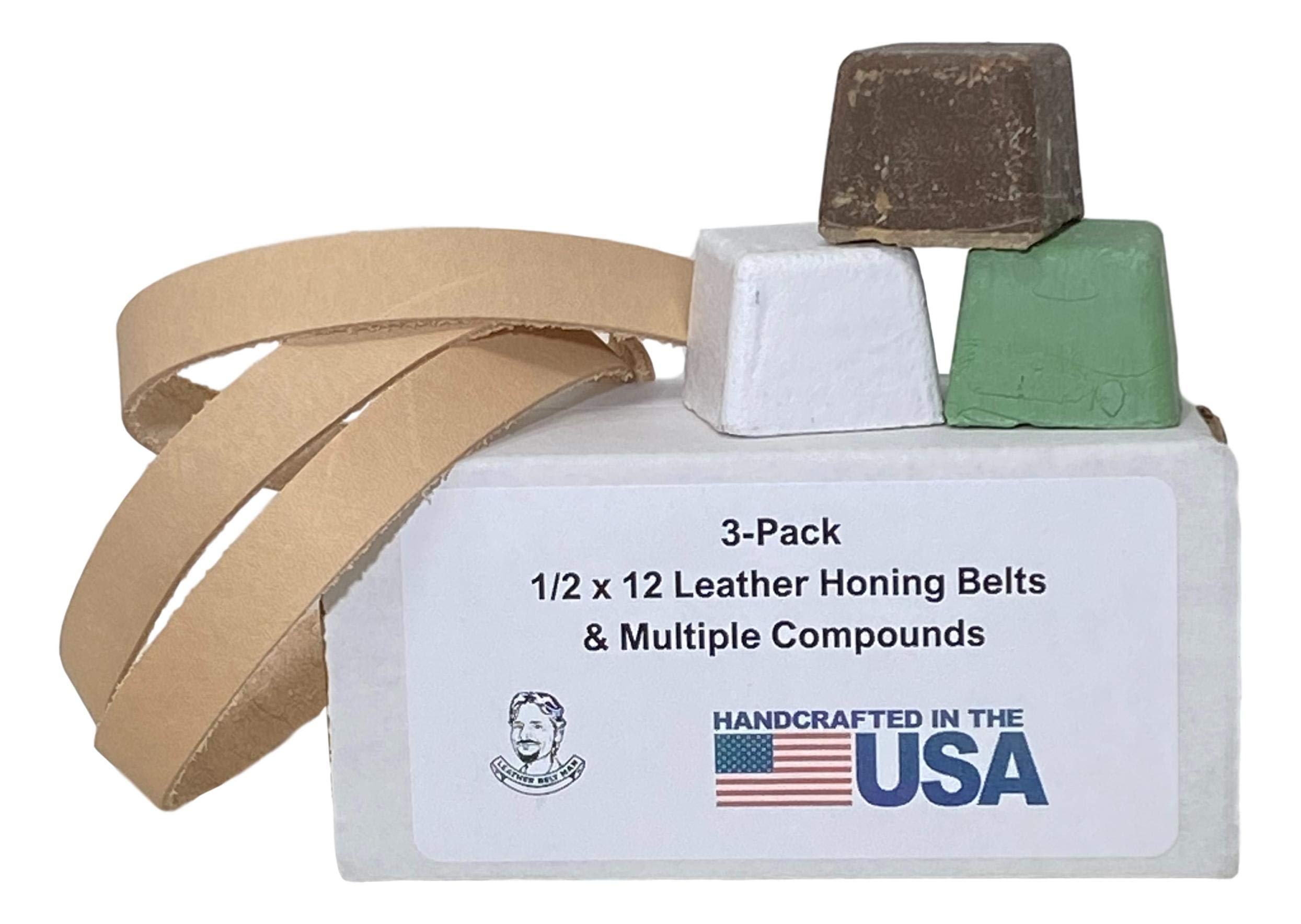 1/2" x 12" Leather Honing & Polishing Belt -Strop Fits Original Work Sharp Machine (3 Pack)