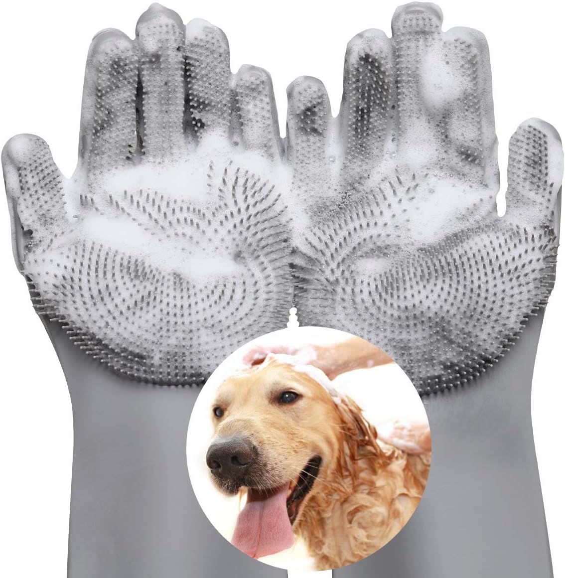 VavoPaw Magic Pet Grooming Gloves, Dog Bathing Shampoo Gloves with High