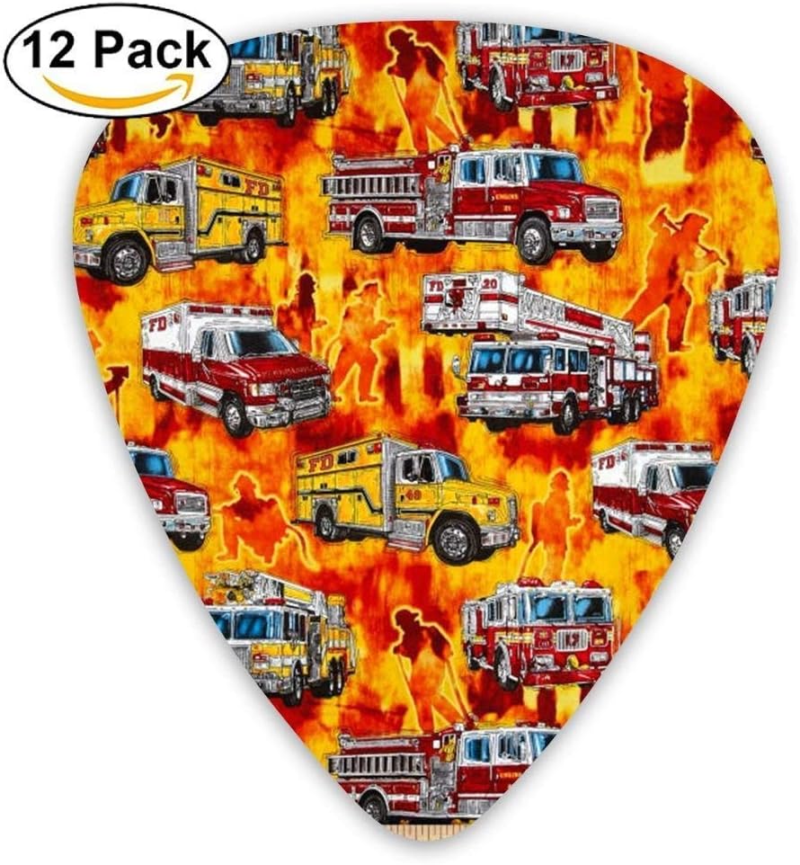 Firetrucks Orange Guitar Picks For Electric Guitar 12 Pack