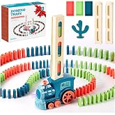 200Pcs Domino Train Toy for Kids 4-8, Automatic Montessori Dominos STEM Set | Automatically Lays Dominoes for Building, Stacking and Chain-Reaction Games, Educational Birthday Gifts for Autistic Boys 3-8