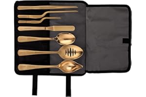 CREATIVECHEF 8 PCS Plating Tools Culinary Set Contains kitchen tweezers spatula Sauce plating spoon（Golden）
