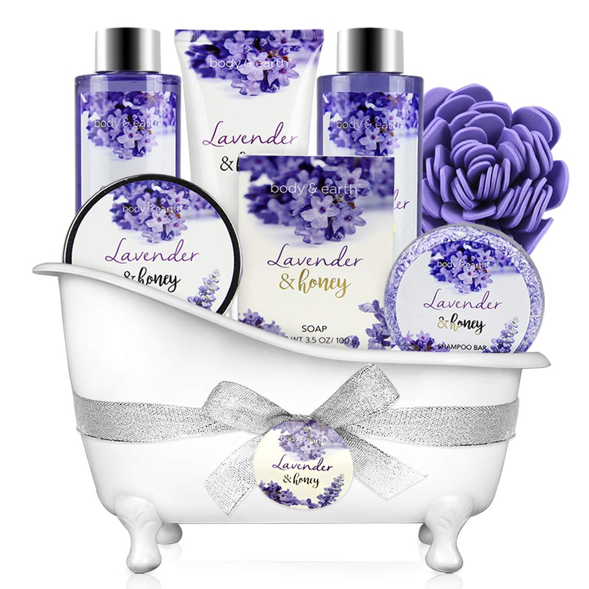 Bath and Body Gift Set Lavender Gifts for Women, Body & Earth Bath