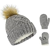 Baby Beanie and Mitten Set & Toddler Winter Hat Boy Girl Fleece Lined for Newborn Infant 0-6, 6-12, 12-24 Months