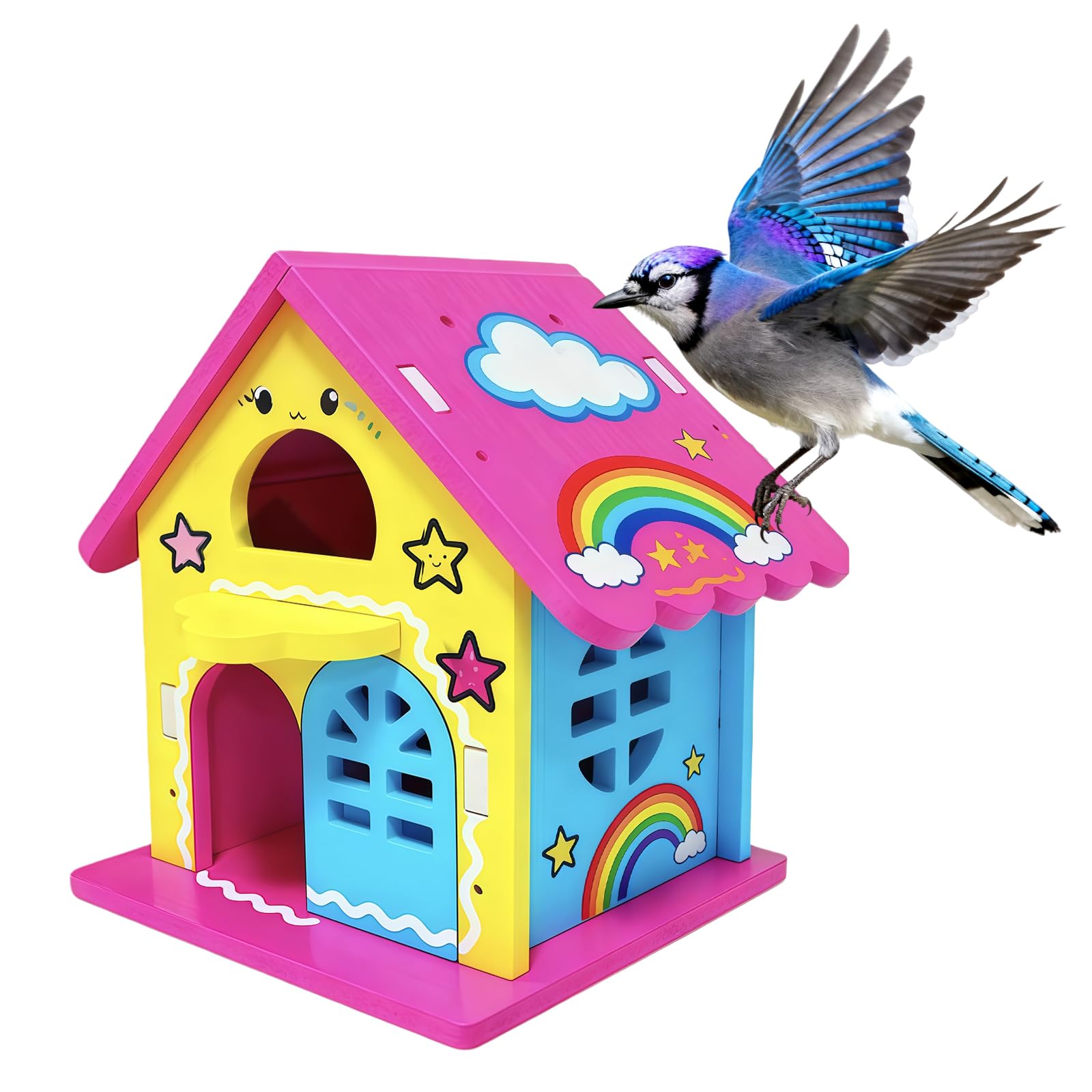 Birdhouse Kit for Kids & Adults - All Parts Included, Easy Assembly with Pre-Drilled Holes & Pre-Cut Components, Complete Build and Paint Set, Perfect Family Bonding Activity Gift, 7.5 x 8.2 inch