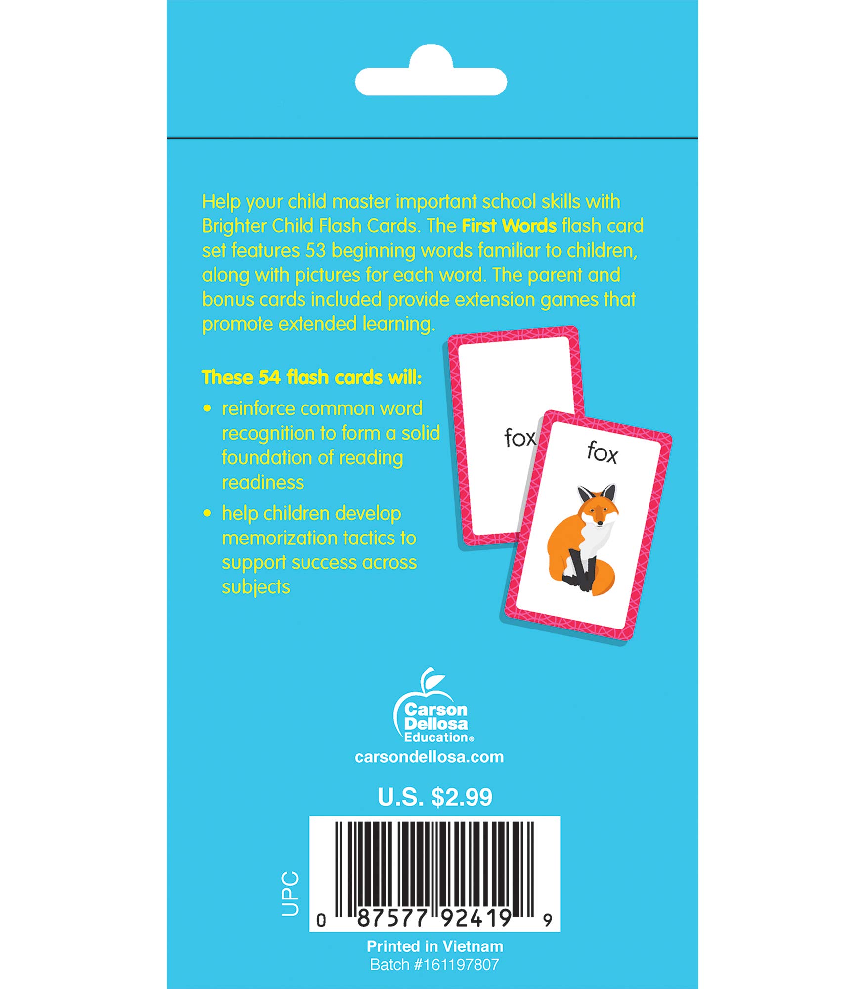 Carson Dellosa 54 Phonics Flash Cards, Sight Words Flashcards for Kids Ages 4 and Up, High Frequency Vocabulary Preschool and Kindergarten Learning Activities, Toddler Stocking Stuffers