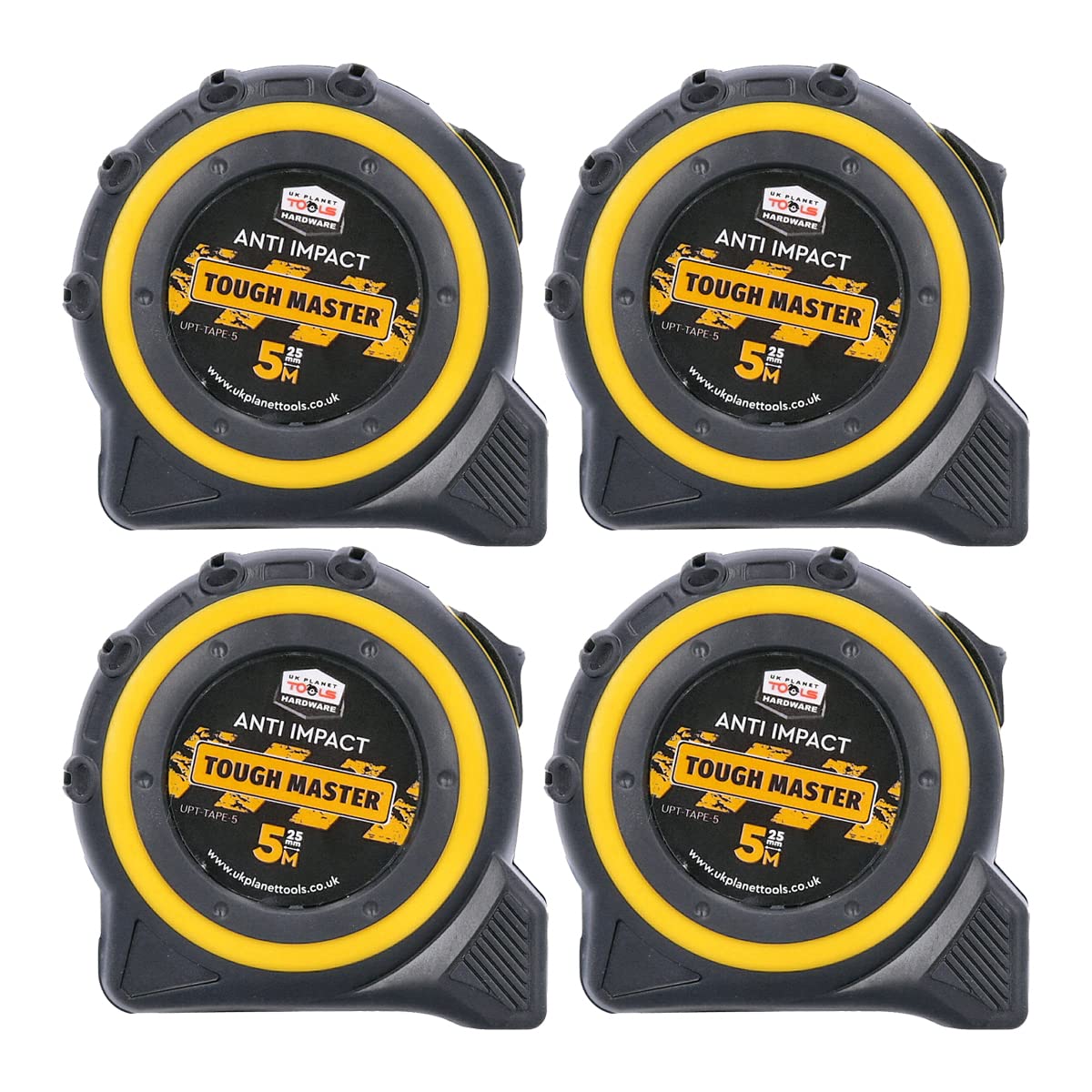 TOUGH MASTER Pocket Tape Measures Metric/Imperial 5M/16ft Anti-Impact 25mm Wide Tapes (4)