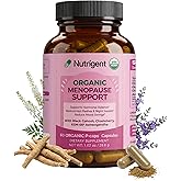 Nutrigent USDA Organic KSM-66 Ashwagandha, Vitex Berry & Black Cohosh, Menopause Support Supplement for Women, Natural Relief for Hot Flashes, Night Sweats & Mood Swings, Hormone-Free (60 CT)