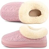 HomeTop Women's Bootie Slippers Warm Soft Memory Foam Non-slip Indoor House Shoes with Fuzzy Collar