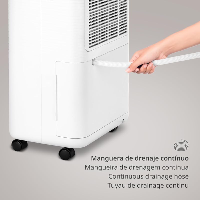 Wellness Dry 2000 Deumidificatore 280W, 12L/24h, Silenzioso 47dB con Pannello Intuitivo, Funzione di Asciugatura dei Vestiti, Sensore di Umidità, Capacità 2L, 2 Velocità, Timer, Fino a 40m2