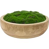 NAHARO Moss Wood Bowl, Natural Round Decorative Dough Bowl, Artificial Moss Centerpiece for Wedding Table, Home Decoration, L