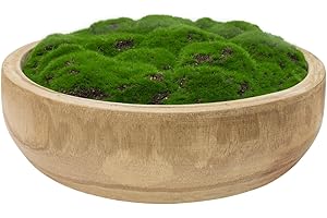 NAHARO Moss Wood Bowl, Natural Round Decorative Dough Bowl, Artificial Moss Centerpiece for Wedding Table, Home Decoration, Living Room, Office, No Maintenance