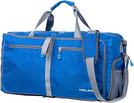 light blue duffle bag