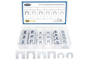 BUSY-CORNER 155PCS Auto Body Fender Alignment Shim 1/16" & 1/8" Thick- 3/8" & 1/2" Slot Universal Auto Alignment Body Shim for Adjusting Body Parts or Camber Alignment (3/8"&1/2")