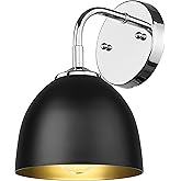Golden Lighting Yep Zoey 1-Light Wall Sconce in Chrome and Matte Black Shade