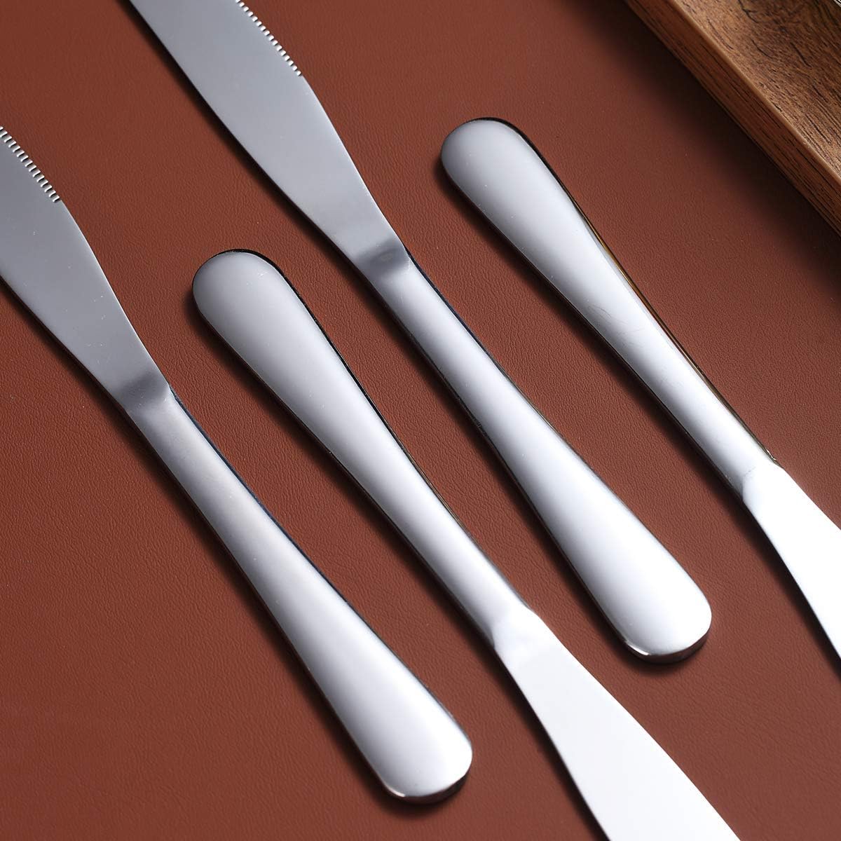 Dinner Knives Set Of 6, Berglander Stainless Steel Shiny Mirror Dinner Knife, Butter Knife Spreader Table Knives Sturdy And Dishwasher Safe: Kitchen & Dining
