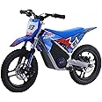 Electric Dirt Bike for Kids 5-10, 350W High Racing Competition Grade Electric Motorcycle, Up to 18.6MPH, 3 Speed Settings, Safe Disc Brakes, 14IN Off-Road Tires & Advanced Shock Absorption, Blue