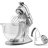 KitchenAid KSM105GBCMC 5-Qt. Tilt-Head Stand Mixer with Glass Bowl and Flex Edge Beater - Metallic Chrome