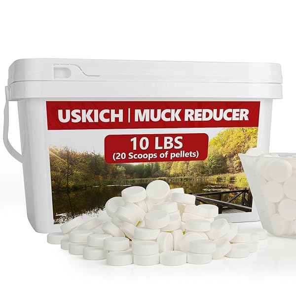 MUCK REDUCER NATURAL POND SLUDGE REMOVER 10 LB (20 SCOOPS) POND TABLETS TREATS 2.5 ACRES MUCK REMOVAL FOR PONDS & LAKES, WATER GARDEN,FOUNTAIN AWAY ODOR CONTROL,SAFE FOR FISH,AQUATIC LIFE,WILDLIFE,PET