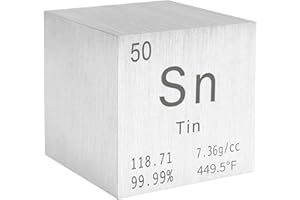 STPCTOU Tin Cube Pure Metal High Density Cube Laser Engraved Cube for Element Collection Lab Material Periodic Table of Elements Collection DIY Teacher Science Creative Gift (Tin, 1 Inch)