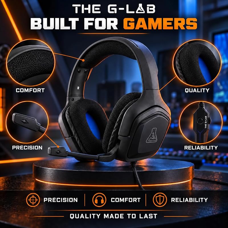 Auriculares Korp Cobalt Gaming - Auscultadores estéreo, ultraleves, auscultadores com microfone, entrada de 3,5 mm para PC, PS4, PS5, Xbox One, Mac, Tablet PC, Switch, Smartphone (preto)