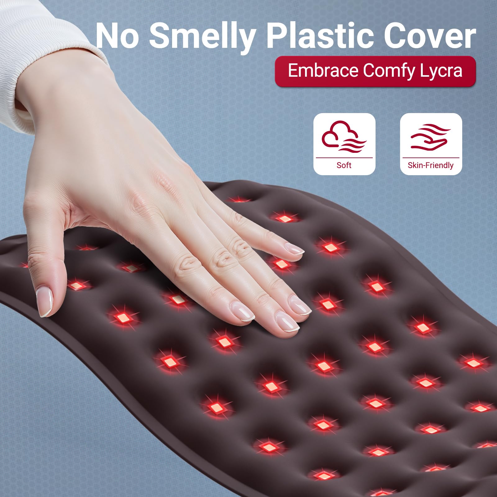 Comfytemp Red Light Therapy for Body, 14.4'' x 6.1'' Near Infrared Light Therapy Wrap with Soft Lycra, FSA Eligible HSA Flexible Light Pad for Back Waist Belly Knee Joint Muscle Pain Relief (Corded)