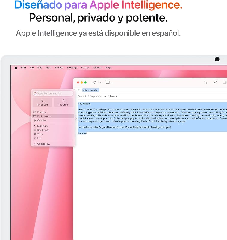 iMac Ordenador de Mesa Todo en uno con Chip M4, CPU y GPU de 10 núcleos: diseñado para Apple Intelligence, Pantalla Retina de 24″, 16 GB de Memoria unificada, SSD de 512 GB - Rosa