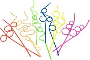 AONEFUN 12-Pk Crazy Straws for Kids Silly Straws for Kids Plastic Straws Reusable Drinking Straws Reusable Plastic Straws Plastic Reusable Straws for Kids Reusable Straws Hard Plastic Straws Party Straws