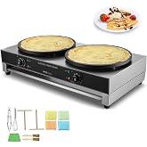 VEVOR Commercial Waffle Maker 2 Pcs, Electric Stainless Steel | Crepe/Bubble Waffle/Pancake Maker, Temp Control 122-482℉, Electric Ice Cream Cone Maker, Restaurant Bakery Snack Bar Family