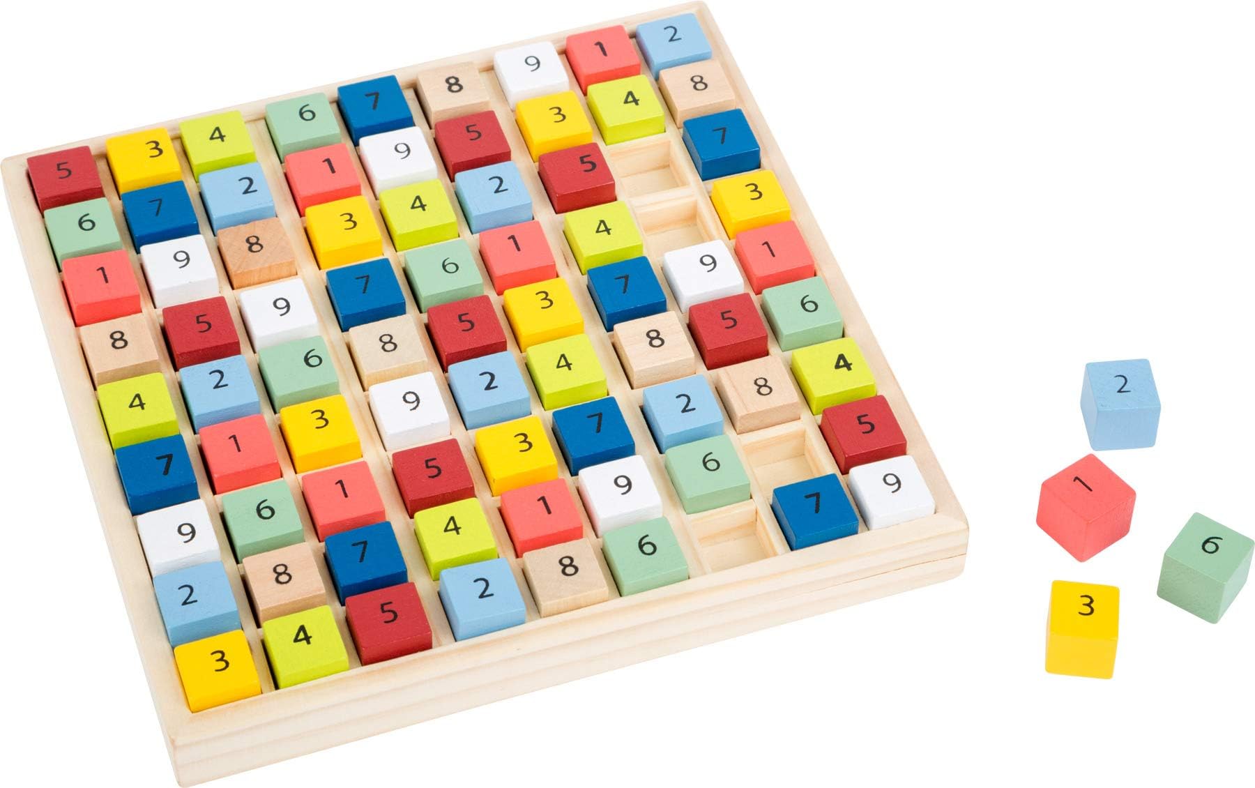 small foot 11164 Colourful Sudoku "Educate" made of wood, with 81 number cubes in bright colours for puzzling, from 6 years on