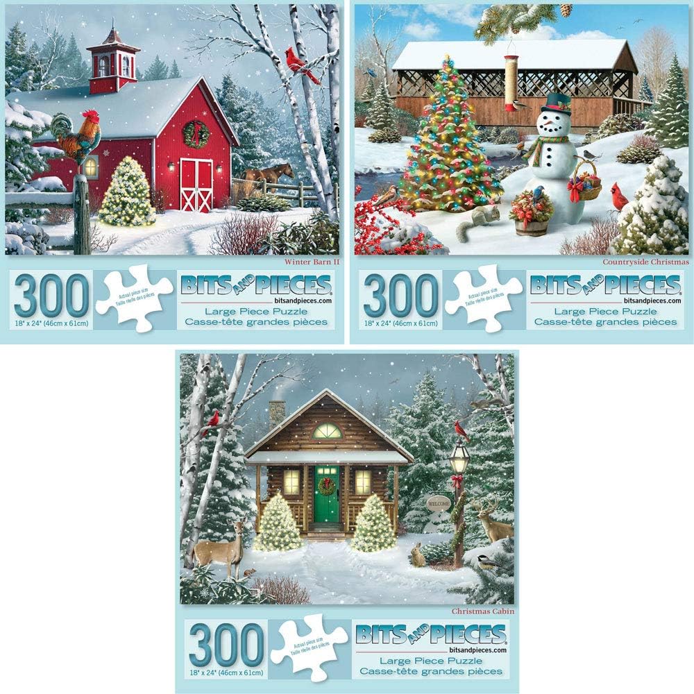 Bits and Pieces Value Set of 3 300 Piece Jigsaw Puzzles for Adults