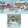 Bits and Pieces – Value Set of Three Large 300 Piece Jigsaw Puzzles for Adults – Holiday Jigsaw Puzzles by Artist Alan Giana, Completed Puzzle Size: 18" x 24"