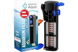 ATLANTIS AQUA 20 Gallon Fish Tank Filter up to 55 Gallons | Quiet Fish Tank Filter | Crystal Clear Water | Turtle Tank Filter | Submersible Aquarium Filter, Filter for Fish Tank, 50 Gallon Fish Tank Filter