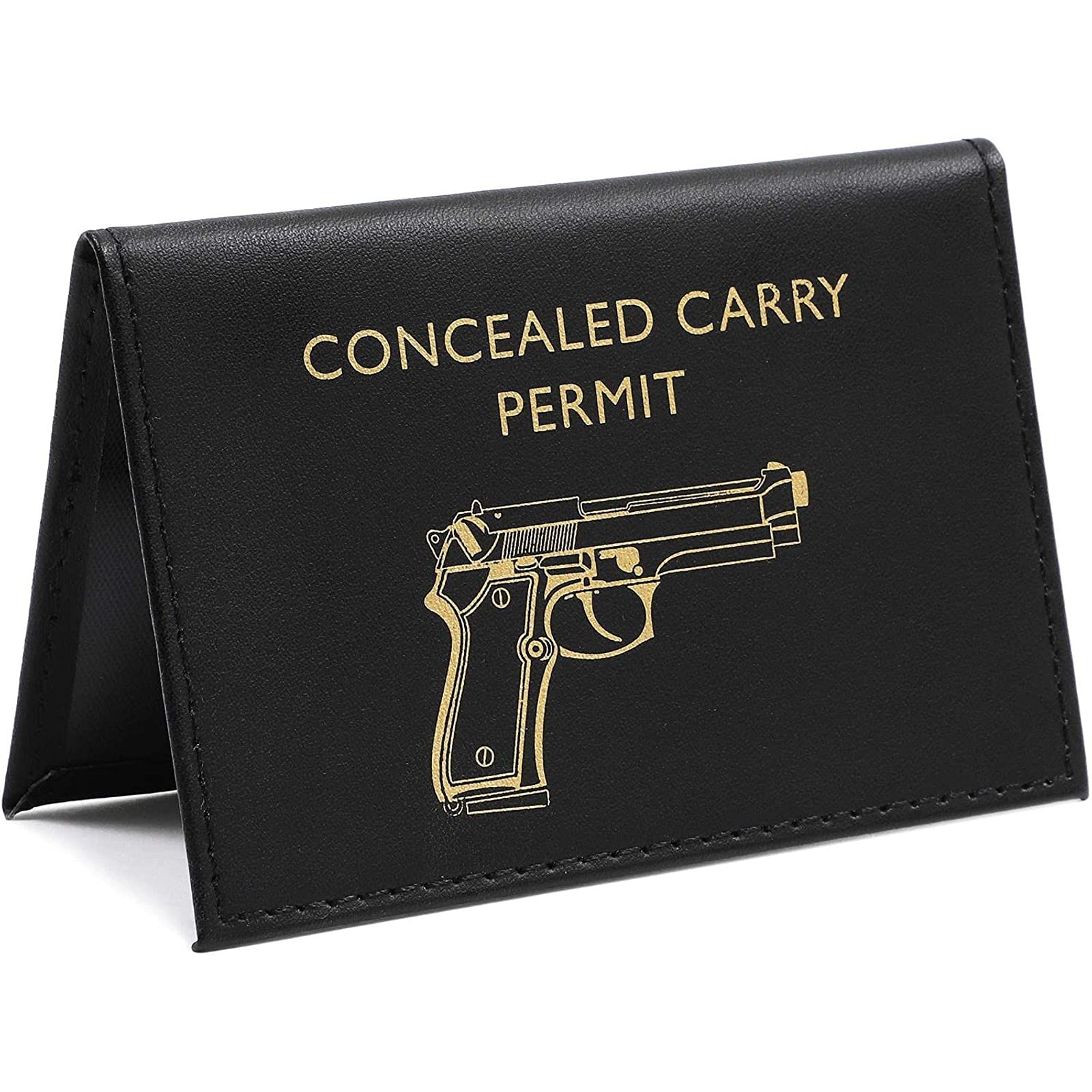 Photo 1 of Concealed Carry Permit & Badge Holder - Security Badge Organizer & Wallet - Black Bonded Leather 4.3 x 2.85 In