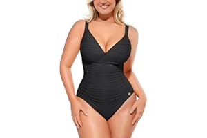 SHAPELLX Womens One Piece Swimsuit Tummy Control Ruched Slimming Swimwear Bathing Suit with Adjustable Lace-Up Back