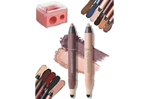 Kfoip Mitlume Perfect Color Duo-Shadow Liner 2-in-1 Eyeliner & Eyeshadow - Taileden Shadow Liner Duo Plum Eyeshadow Stick - 2-Piece Smolder Stick Set to Make Your Light Eyes Pop (Smokeshow + Gaze)