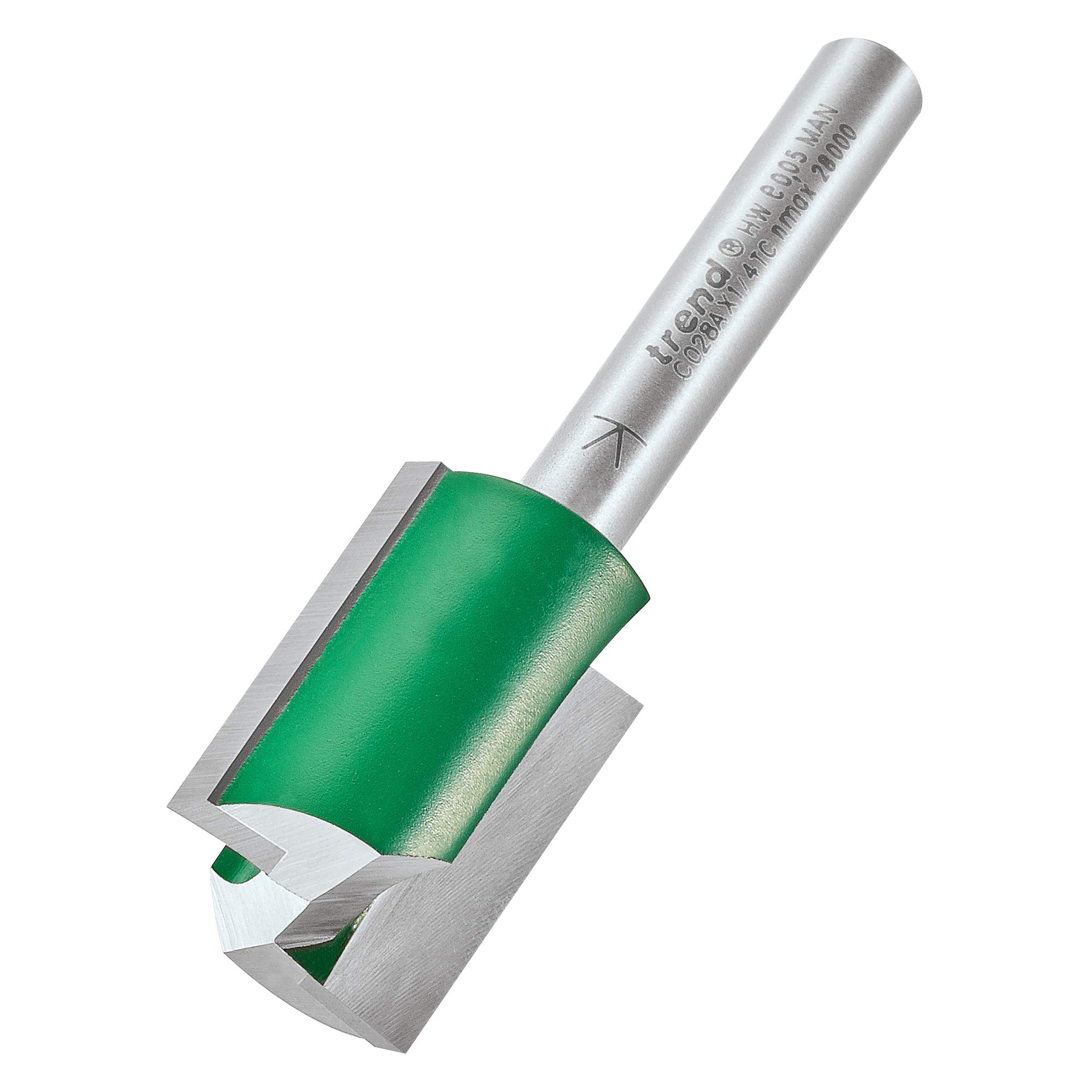 Trend CraftPro Straight Two Flute Router Cutter Bit, 1/4 Inch Shank, 18mm Cut Diameter & 25mm Cut Length, Tungsten Carbide Tipped, C028AX1/4TC, Silver — image 1