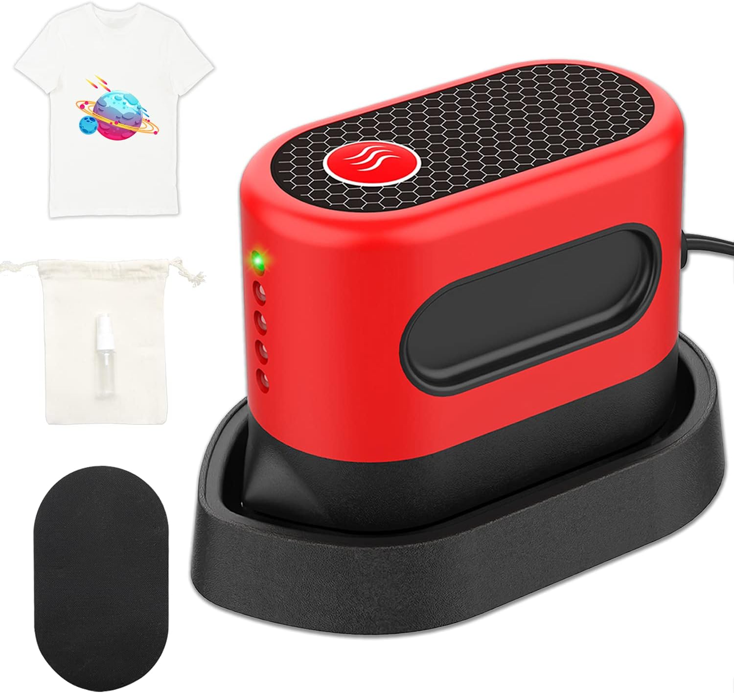 CAMFUN Mini Heat Press Machine Vinyl, Portable Heat Transfer Iron Cricket with Sheet Silicone Mat for T-Shirt, Caps, Bag (3