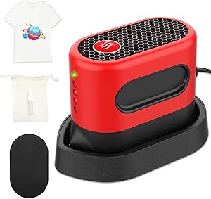 CAMFUN Mini Heat Press Machine Vinyl, Portable Heat Transfer Iron Cricket with Sheet Silicone Mat for T-Shirt, Caps, Bag (3