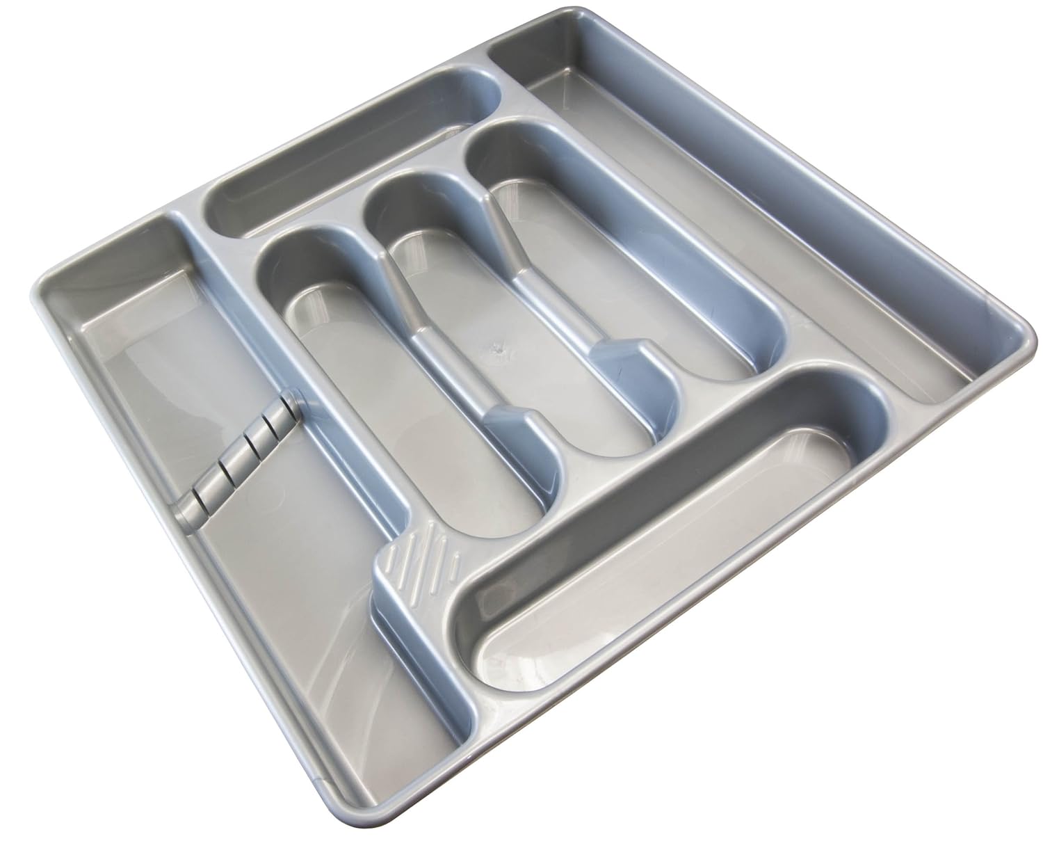 Silver Plastic 7 Compartment Cutlery Drawer Organiser Tray Holder