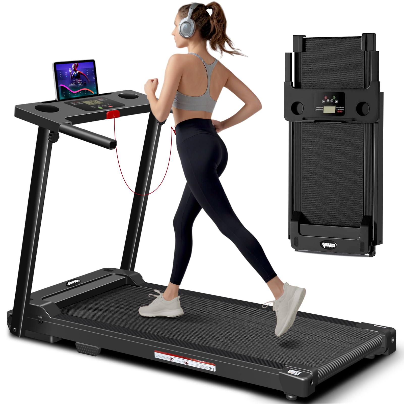 Photo 1 of AoraPulse Portable Foldable Treadmills for Home, Small Folding Treadmill for Home Office with 300 LBS Capacity, Walking Running Exercise Electric Compact Treadmill with LED Display
