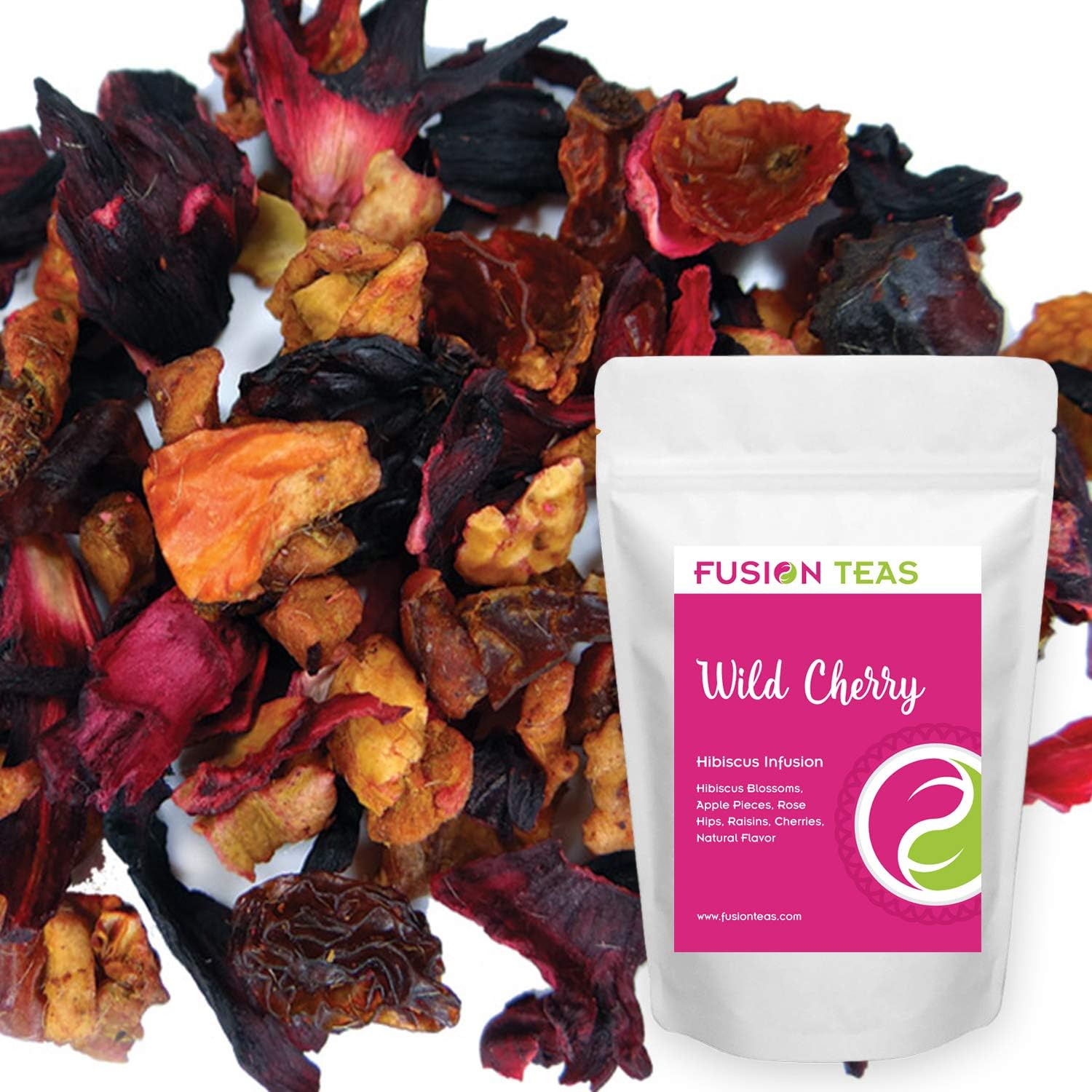 Wild Cherry Hibiscus Herbal Fruit Tea - Caffeine Free Loose Leaf Bulk Herbs and Fruit - 3 Oz Pouch