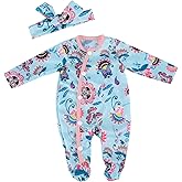 BABESIDE 2 Pcs Reborn Baby Doll Clothes with Headband for 17-22 Inch Babydolls, Cute Pattern Baby Dolls Outfits Accessories fit Newborn Babydoll Girls, Blue