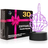 XINYUANLAI 3D Illusion Night Light Desk Lamp, 7 Colors Auto Gradual Changing USB Powered LED Lights with Touch Switch for Kids Gifts Home Decoration (Black Base)