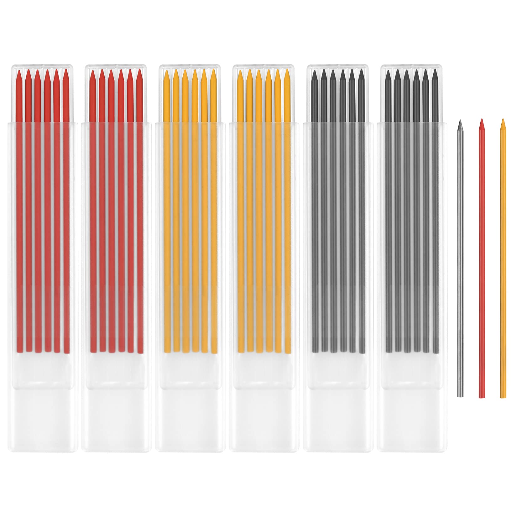 Heozhuyi 36 Pcs 2.8 mm Carpenter Mark Pencils Refills, Solid Deep Hole Mechanical Construction Carpenter Pencil Refills Replacements for Drawing Scribering Woodworking Builders, 3 Colors