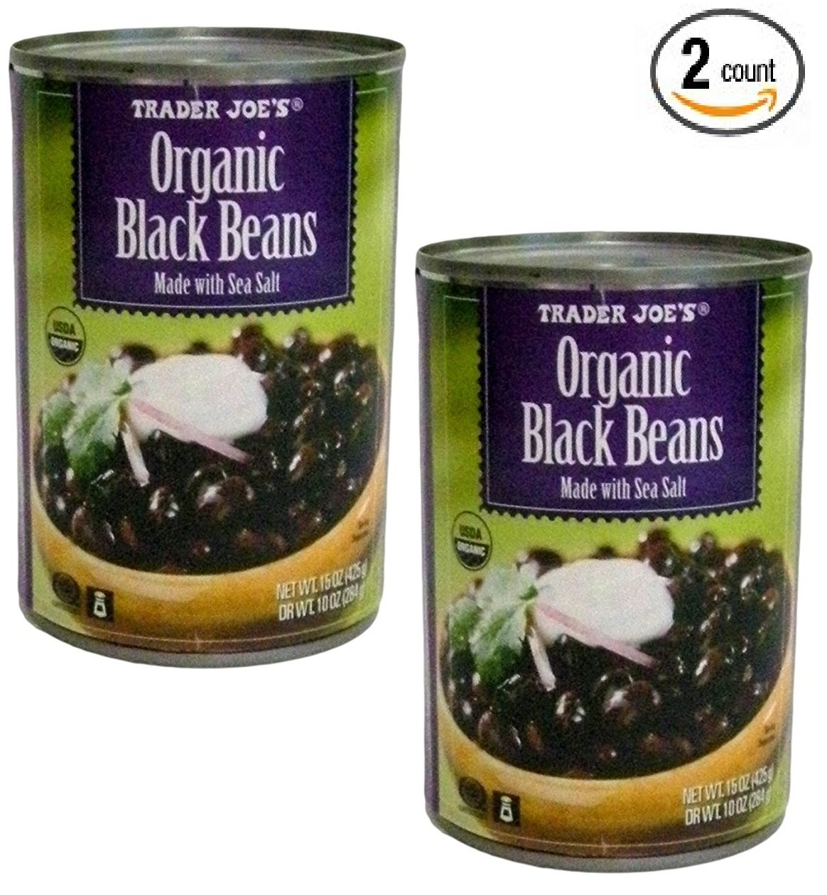 Trader Joe's Organic Black Beans NET WT 15.5 OZ (439g) 2